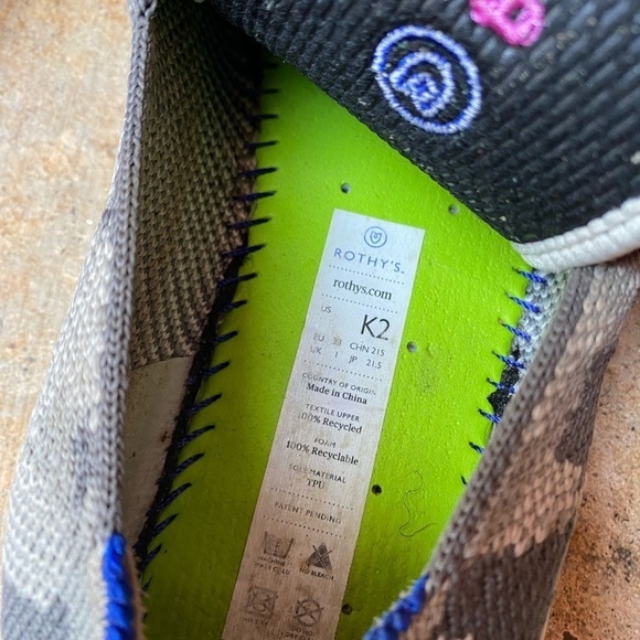 Rothy's Youth 2 Gray Camo Camouflage Slip On Casual Sneakers - Picture 8 of 9